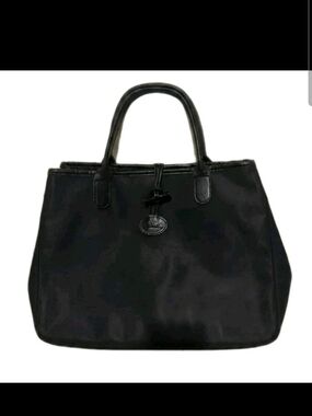 Vintage Longchamp Roseau Black Canvas & Leather Tote Bag - Made in France